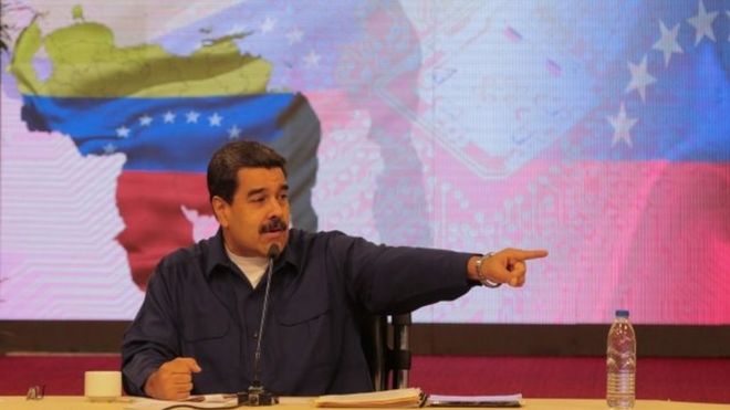 President Nicolas Maduro speaks during a meeting with governors and members of the government in Caracas, Venezuela October 23, 2017.