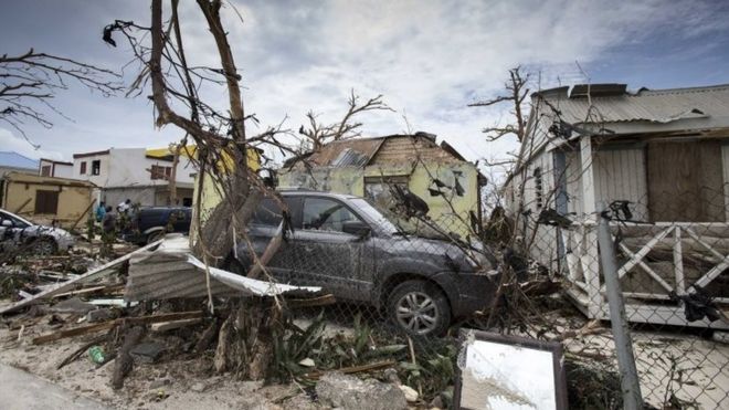 A handout photo from the Dutch Department of Defense shows damaged caused by Hurricane Iram on St. Martin.