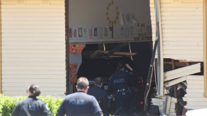 Police investigate the crash in the Sydney suburb of Greenacre