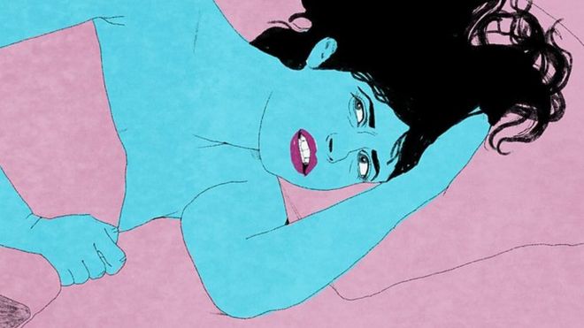 Ilustração de uma mulher com dor