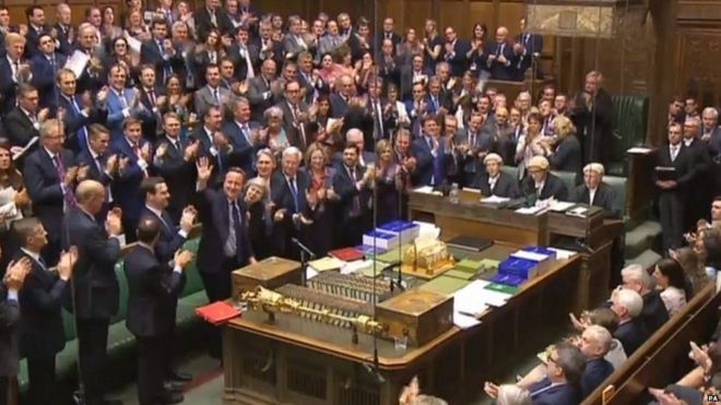 Tory MPs give Mr Cameron a standing ovation