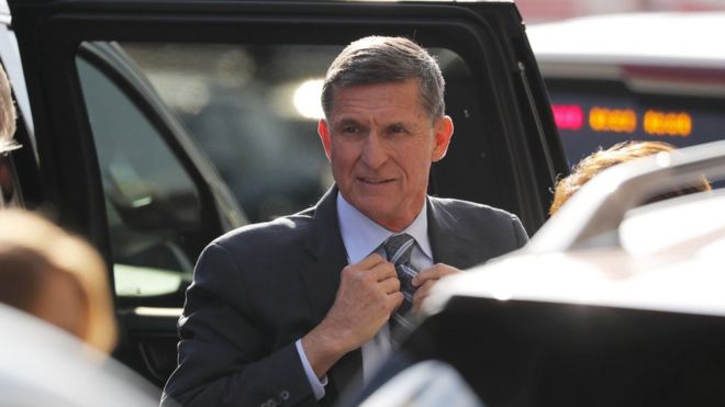 Michael Flynn arrives at Washington court for hearing on 1 Dec 2017
