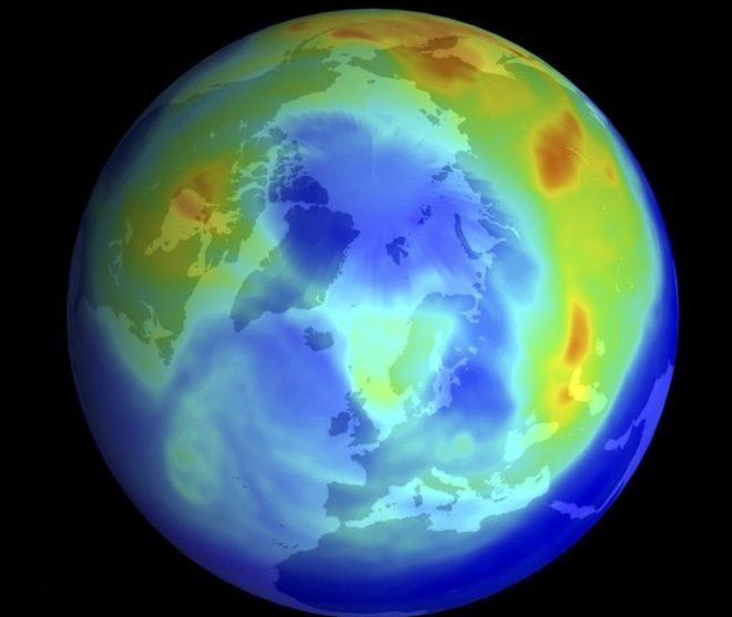 Imagen de la Tierra y la capa de ozono
