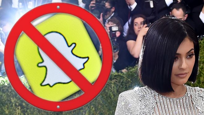 Kylie Jenner and logo of Snapchat.