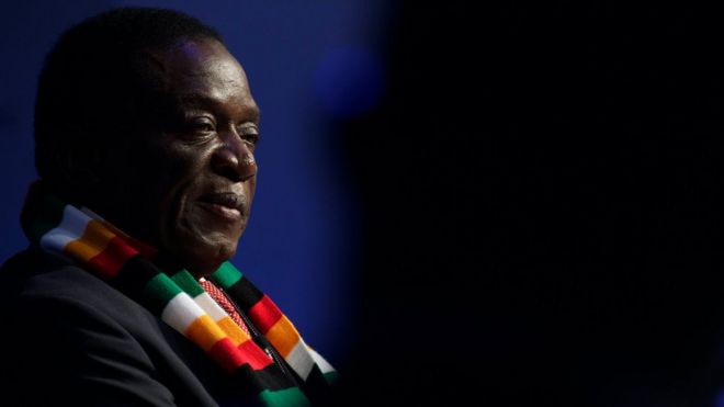 Emmerson Mnangagwa, President of Zimbabwe, attends the 48th annual meeting of the World Economic Forum, WEF, in Davos, Switzerland, 24 January 201