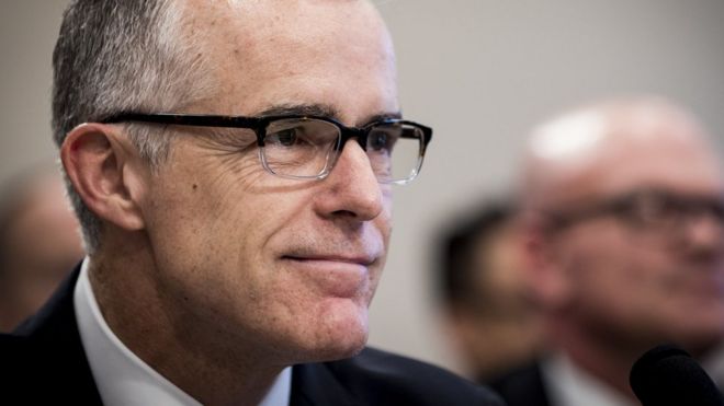 Close-in shot of Andrew McCabe testifying before a House Appropriations subcommittee in June 2017