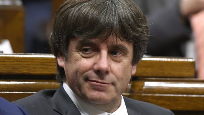 Carles Puigdemont during a session of the Catalan parliament (file photo)