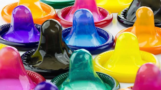 multicoloured condoms