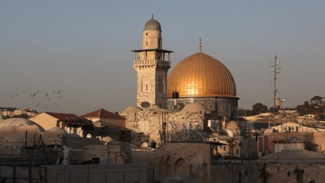 The Dome of the Rock, in the compound known to Muslims as al-Haram al-Sharif (Noble Sanctuary) and to Jews as Temple Mount, in Jerusalem"s old city
