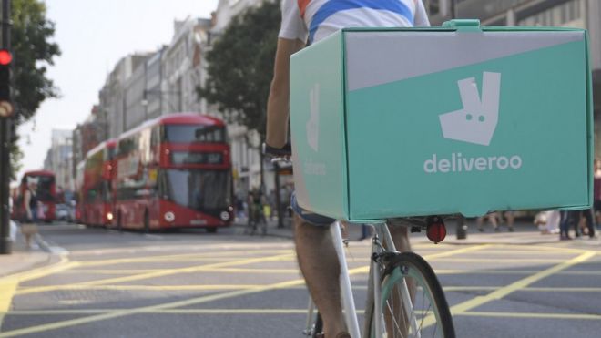 Back of a Deliveroo cyclist