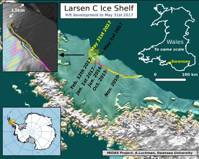 Antarctic ice crack takes major turn _96293523_1