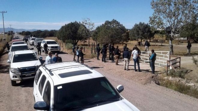 General view during the police operation at the ranch of US citizen Orson William Black Jr. alleged "fugitive of the American justice for sexual crimes" and leader of a sect called "La Comuna" in Cuauhtemoc, Chihuahua state, Mexico on November 5, 2017.