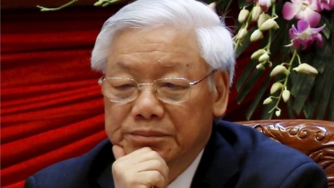 Vietnam"s Communist Party General Secretary Nguyen Phu Trong sits after voting for the new Central Committee during the 12th National Congress of the ruling Vietnam Communist Party in Hanoi, Vietnam, January 26, 2016.