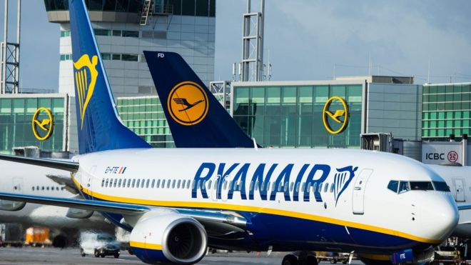 Ryanair plane on ground in Frankfurt