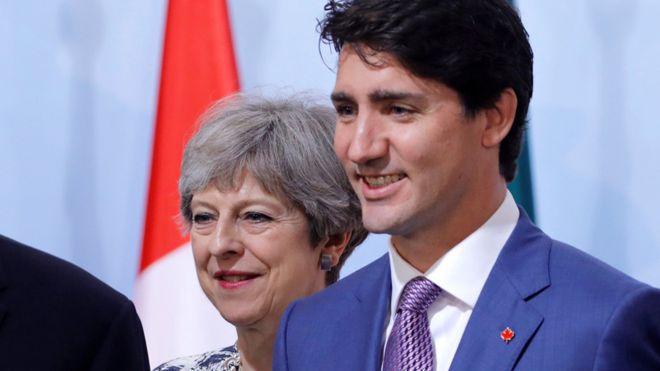 Theresa May and Justin Trudeau