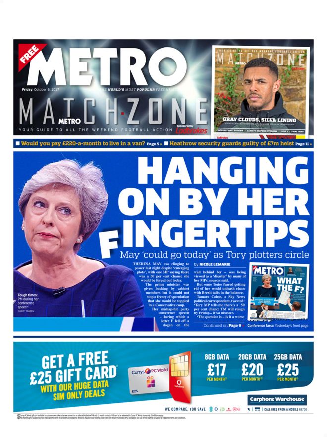 Metro front page