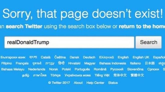 Akaunti ya twitter ya rais Trump ilipotoweka kwa muda