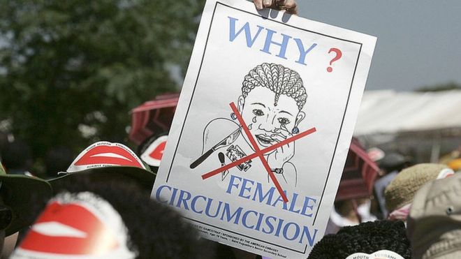 Sign saying why female circumcision