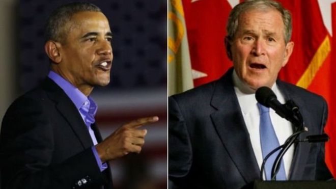 Marais wa zamani Barrack Obama na George Bush