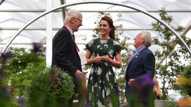 The Duchess of Cambridge talks with exhibitors