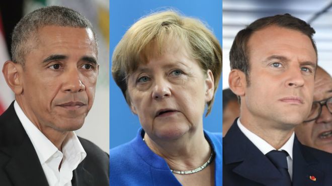 Obama, Merkel y Macron