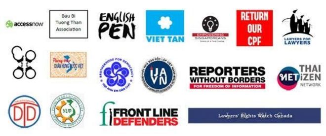 17 tổ chức trong nước và quốc tế ký tên trong lá thư yêu cầu các lãnh đạo quốc tế tham gia APEC gây áp lực lên Việt Nam về tình trạng vi phạm nhân quyền