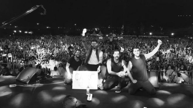 Mashrou' Leila at concert in Cairo on 22 September 2017