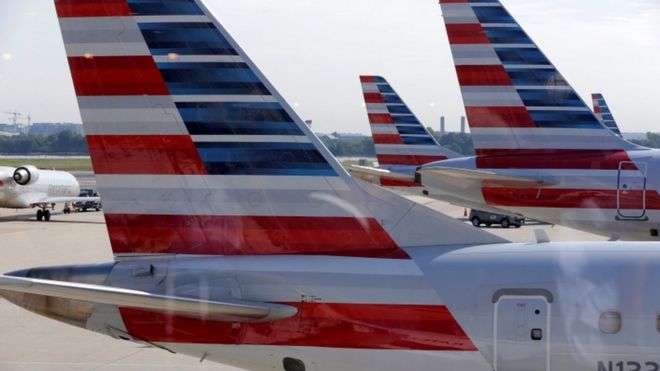 American Airlines aircraft are parked at Ronald Reagan Washington National Airport in Washington, U.S., August 8, 2016