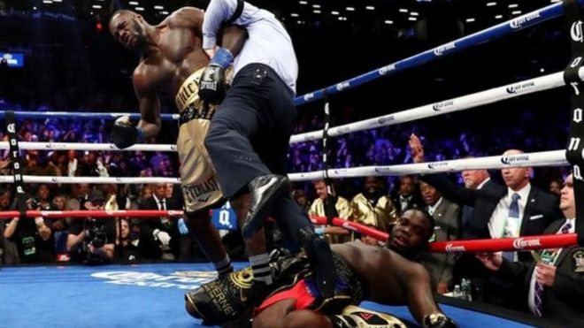 Deontay Wilder baada ya kumpiga knockout Bermaine Stiverne siku ya Jumamosi