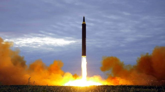 Misil lanzado en Corea del Norte.