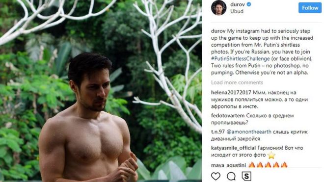 Instagram post of Pavel Durov topless