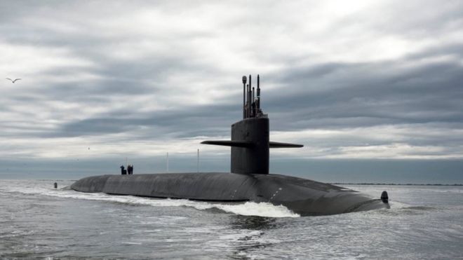 The Ohio-class ballistic missile submarine USS Tennessee returns to Naval Submarine Base Kings Bay, Georgia, US 6 February 2013.