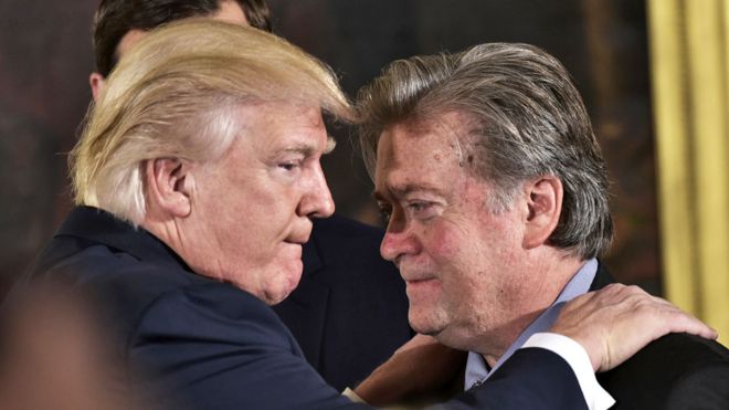 US President Donald Trump and former White House aide Steve Bannon