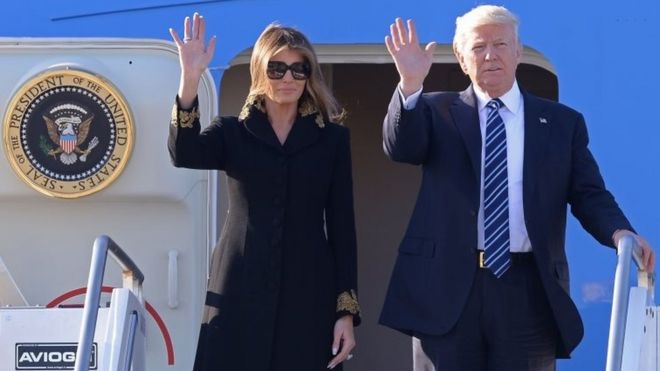 Rais Donald Trump na mkewe Melania Trump waliwasili Roma Jumanne