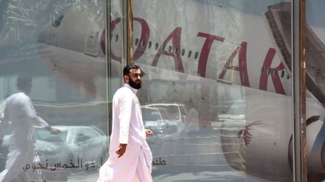 Shirkadda diyaaradaha ee Qatar Airways ayaa waxaa laga mamnuucay inay isticmaasho hawada dalalka dariska ah ee Khaliijka