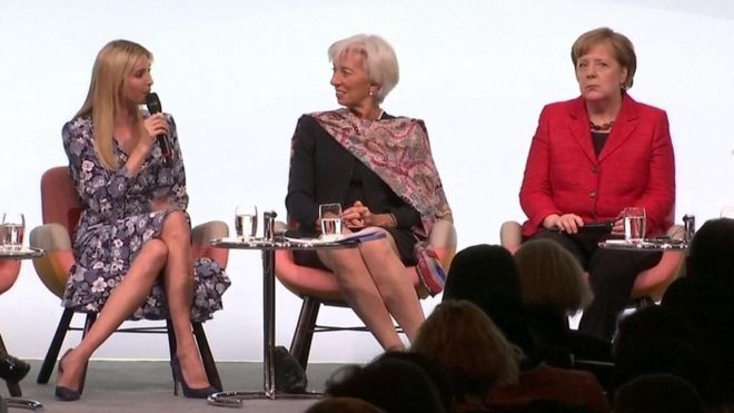 Ivanka Trump, Christine Lagarde y Ángela Merkel.