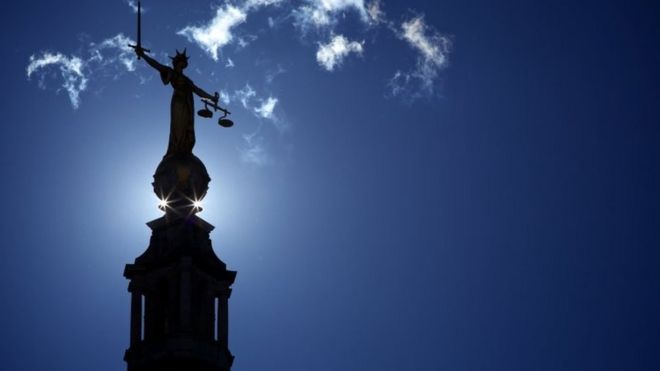 The statue of Lady Justice on top of the Old Bailey