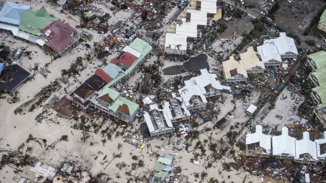 Damage caused by Hurricane Irma to the the Dutch Caribbean island of Sint-Maarten