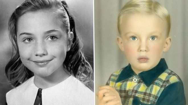 Hillary Clinton as a child (posted on her Instagram account / Donald Trump aged 4