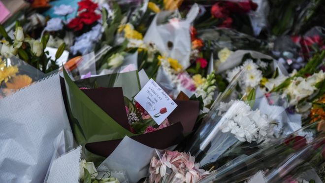 Flowers left outside the primary school in Sydney