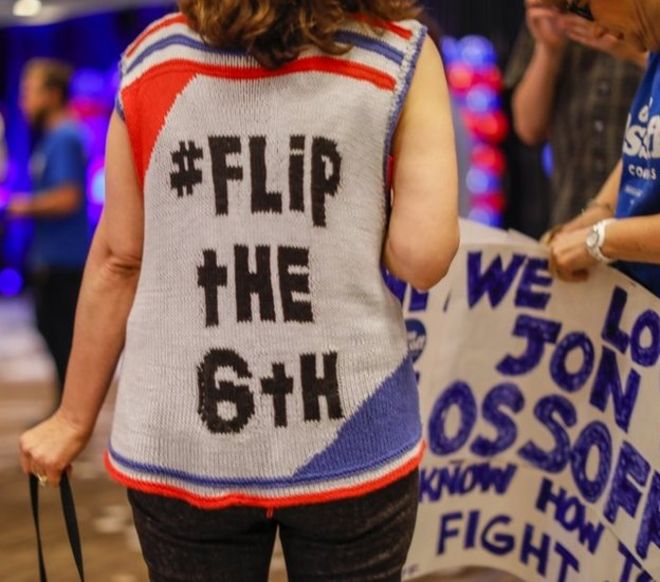 Supporters of Jon Ossoff attend an election party for the Democratic candidate.