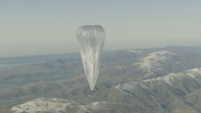 Project Loon ballons are around the size of a tennis court