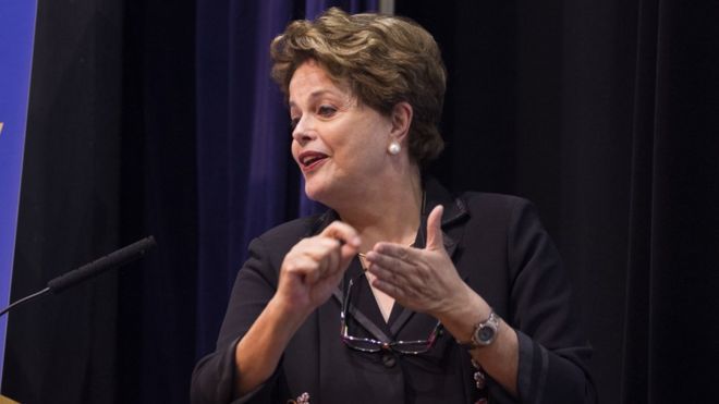 A ex-presidente Dilma Rousseff em palestra