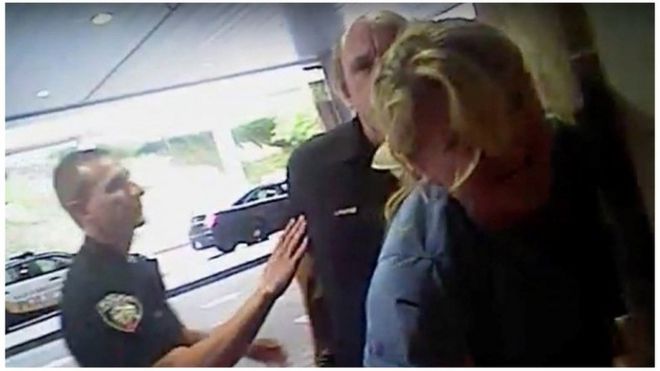 Nurse Alex Wubbels is shown during an incident at University of Utah Hospital in Salt Lake City, Utah, U.S., in this still photo taken from police body-worn camera video taken July 26, 2017