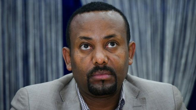 The leader of the "Oromo Peoples Democratic Organization" (OPDO) Abiy Ahmed looks on during a news conference in Aba Geda, Ethiopia, 02 November 2017