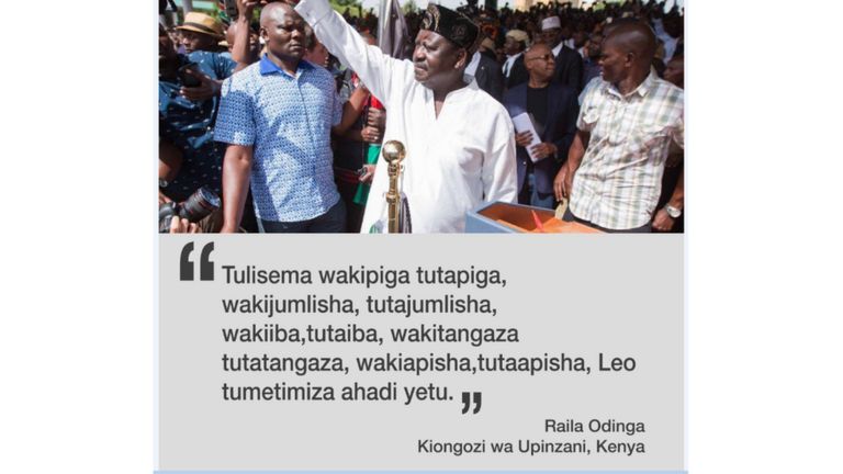 Raila akizungumza baada ya kujiapisha katika bustani ya Uhuru jijini Nairobi