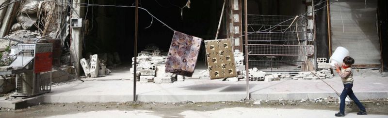A boy in the besieged town of Douma, Eastern Ghouta