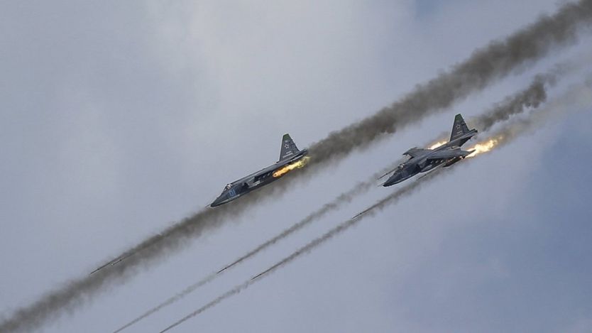 Самолеты Су-25 на соревновании 