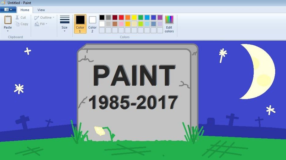 Paint gravestone drawn in Paint