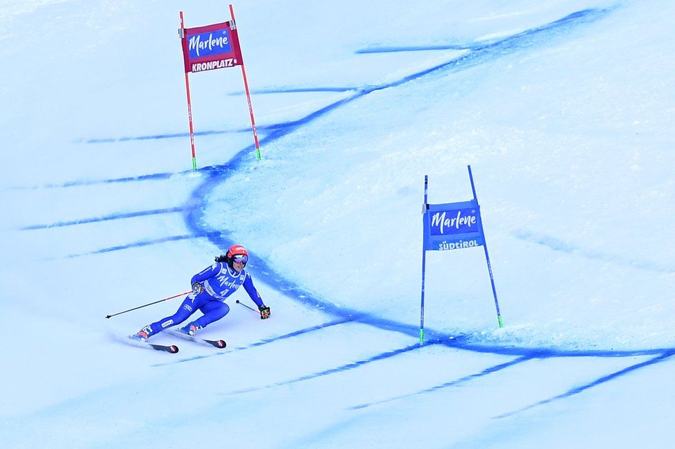 Italy's Federica Brignone competes during the FIS Alpine World Cup Women's Giant Slalom on 23 January 2018 in Kronplatz, Plan de Corones, Italian Alps. Germany's Viktoria Rebensburg won the race ahead of Norway's Ragnhild Mowinckel, and Italy's Federica Brignone.